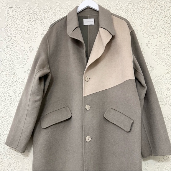 Dept. Anonym Wool Tri Color Paneled Long Coat - Picture 4 of 14